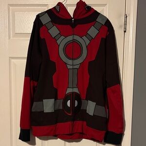 Marvel Deadpool Graphic Zip-Up Hoodie Jacket with zip up facemask